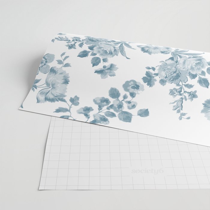 Vintage blue white bohemian elegant floral Wrapping Paper Gallery Image 2