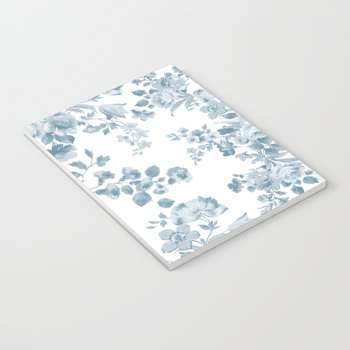 Vintage blue white bohemian elegant floral Notebook Gallery Image 3