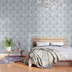 Vintage blue white bohemian elegant floral Wallpaper Gallery Image 3