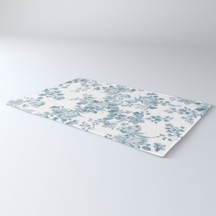 Vintage blue white bohemian elegant floral Rug Gallery Image 3