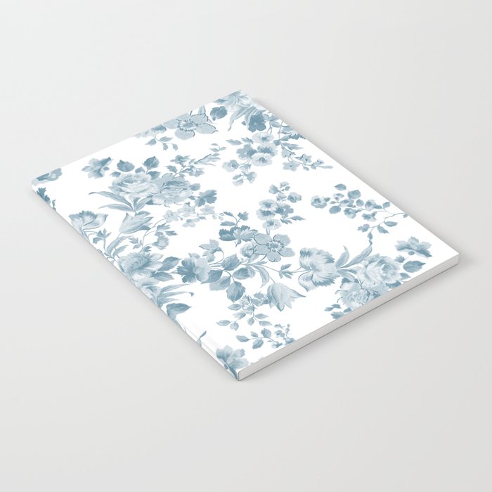 Vintage blue white bohemian elegant floral Notebook Gallery Image 1