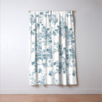 Vintage blue white bohemian elegant floral Window Curtain Gallery Image 3