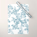 Vintage blue white bohemian elegant floral Wrapping Paper Gallery Image 1
