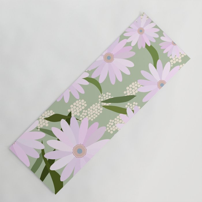 Playful Daisies | 01 - Lilac And Pastel Green Yoga Mat Gallery Image 1