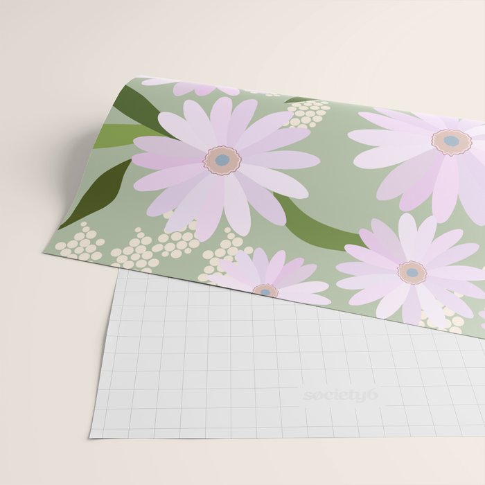 Playful Daisies | 01 - Lilac And Pastel Green Wrapping Paper Gallery Image 2