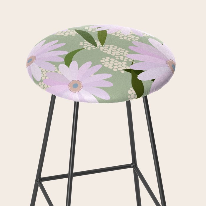 Playful Daisies | 01 - Lilac And Pastel Green Stool Gallery Image 2