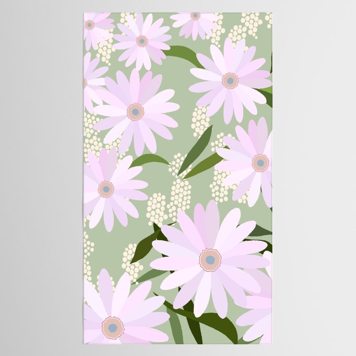 Playful Daisies | 01 - Lilac And Pastel Green Tablecloth Gallery Image 2
