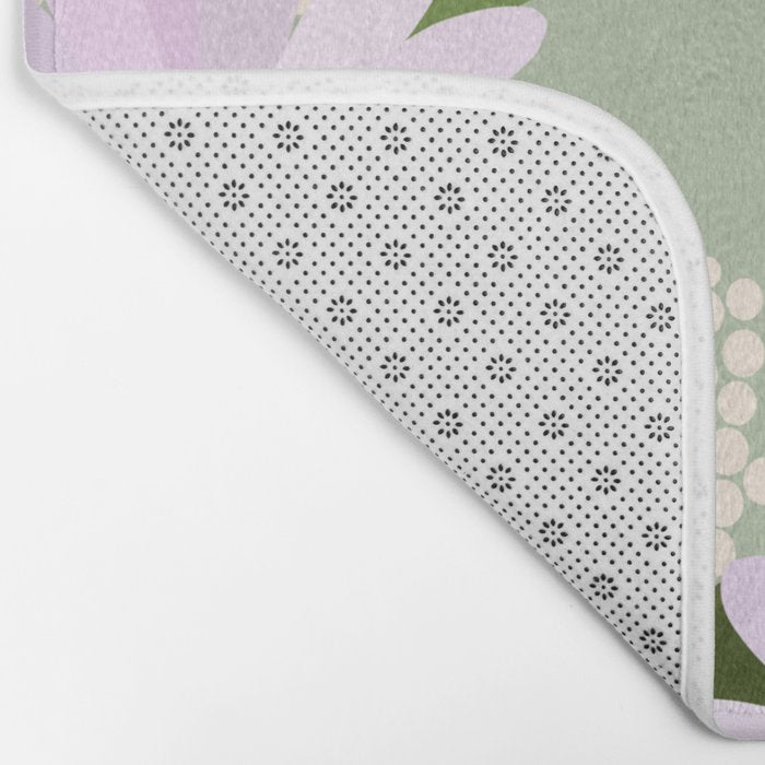 Playful Daisies | 01 - Lilac And Pastel Green Bath Mat Gallery Image 2