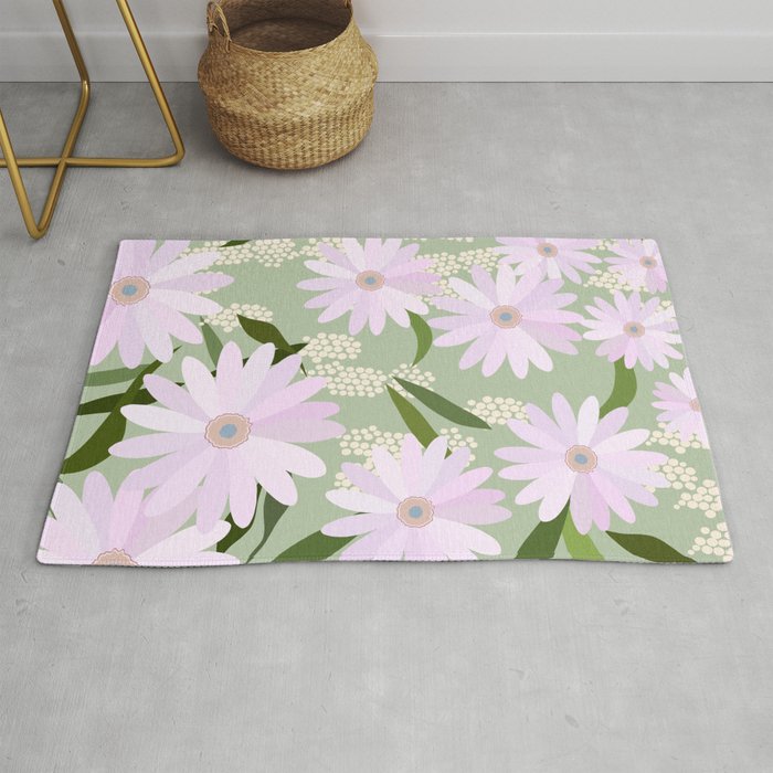 Playful Daisies | 01 - Lilac And Pastel Green Rug Gallery Image 1