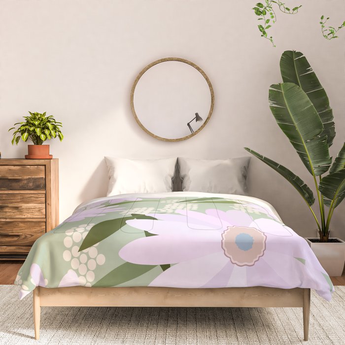 Playful Daisies | 01 - Lilac And Pastel Green Comforter Gallery Image 3
