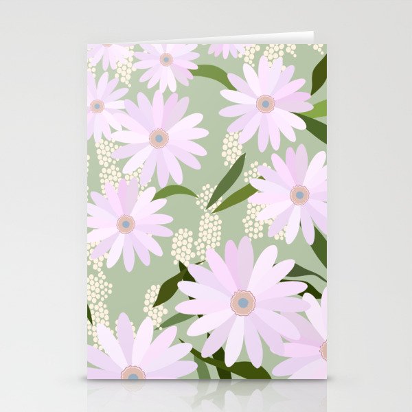 Playful Daisies | 01 - Lilac And Pastel Green Stationery Card Gallery Image 2