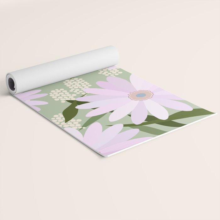 Playful Daisies | 01 - Lilac And Pastel Green Yoga Mat Gallery Image 2