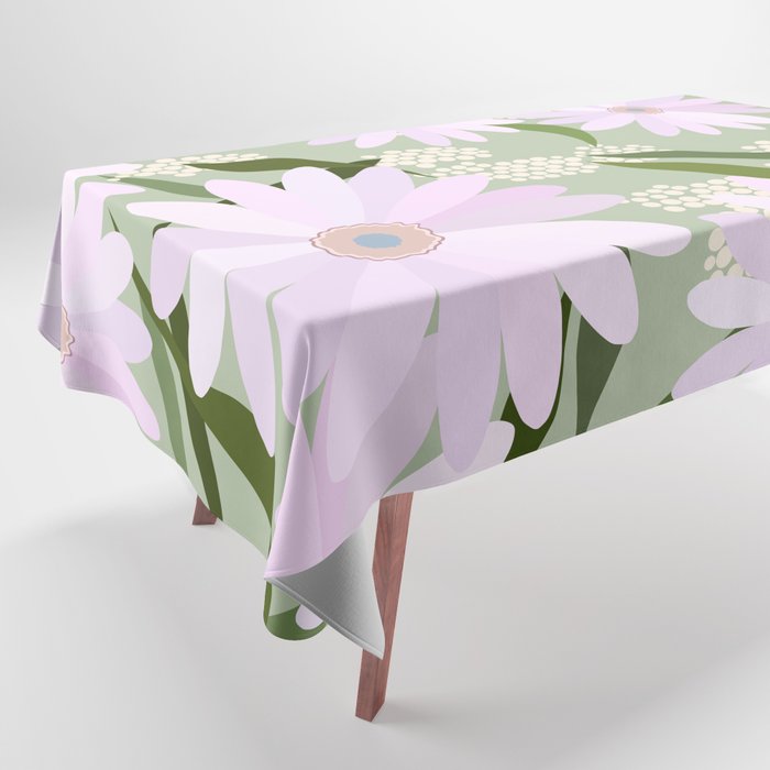 Playful Daisies | 01 - Lilac And Pastel Green Tablecloth Gallery Image 1