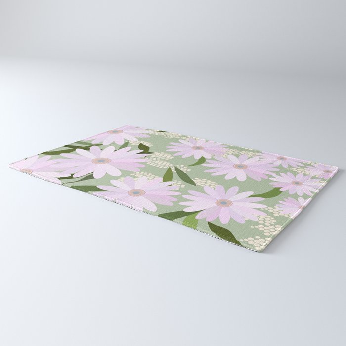 Playful Daisies | 01 - Lilac And Pastel Green Rug Gallery Image 3