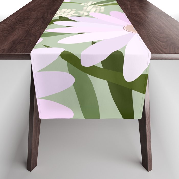 Playful Daisies | 01 - Lilac And Pastel Green Table Runner Gallery Image 1