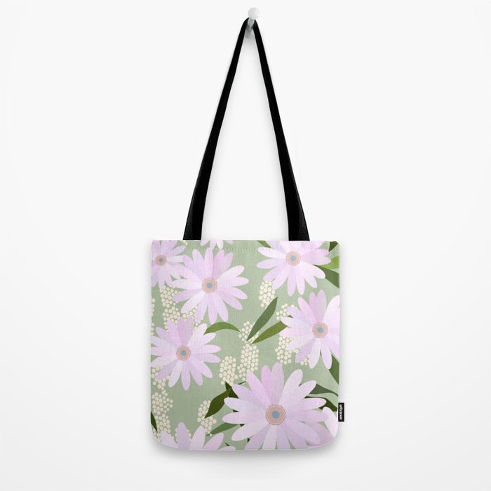 Playful Daisies | 01 - Lilac And Pastel Green Tote Bag Gallery Image 2