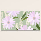 Playful Daisies | 01 - Lilac And Pastel Green Desk Mat Gallery Image 3