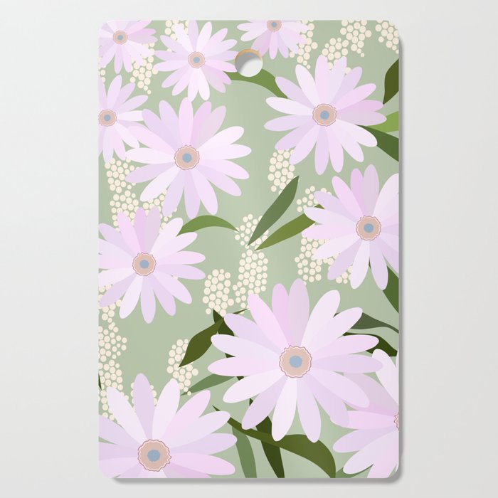 Playful Daisies | 01 - Lilac And Pastel Green Cutting Board Gallery Image 1