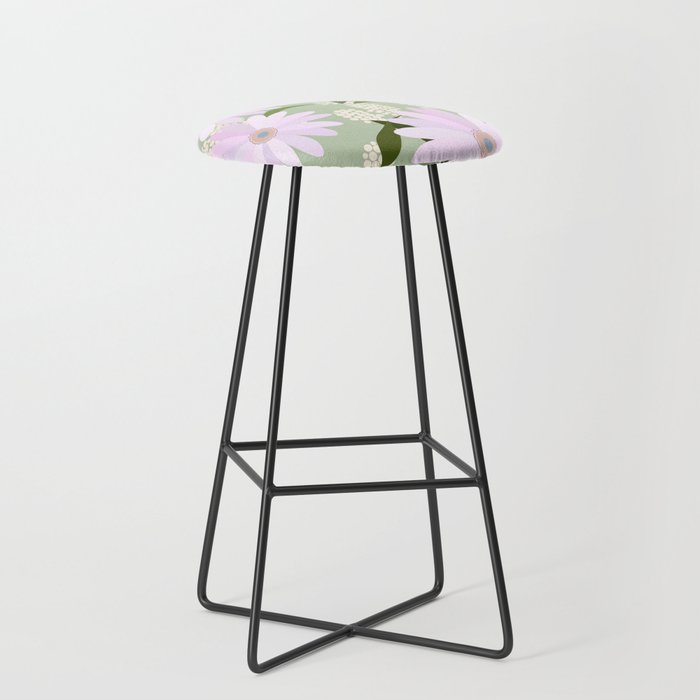 Playful Daisies | 01 - Lilac And Pastel Green Stool Gallery Image 1