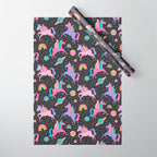 Space Unicorns - Neon Rainbow on Black Wrapping Paper Gallery Image 1