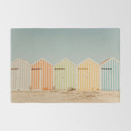 Pastel Candy Striped Beach Huts - summer beach photography by Ingrid Beddoes Rug Gallery Image 2