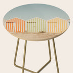Pastel Candy Striped Beach Huts - summer beach photography by Ingrid Beddoes Side Table Gallery Image 2