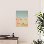 Pastel Candy Striped Beach Huts - summer beach photography by Ingrid Beddoes Poster Gallery Image 2
