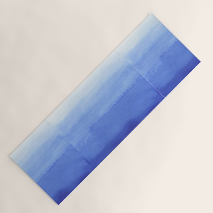 Hand painted navy blue aqua watercolor ombre pattern Yoga Mat Gallery Image 1