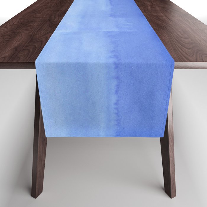 Hand painted navy blue aqua watercolor ombre pattern Table Runner Gallery Image 1