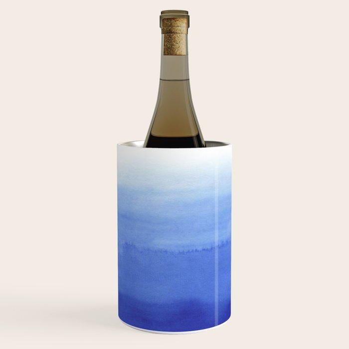 Hand painted navy blue aqua watercolor ombre pattern Wine Chiller Gallery Image 1