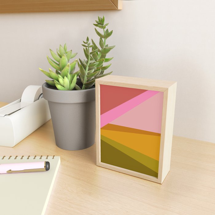 Colorful Geometric Abstract in Pink, Mustard, and Green Mini Art Print Gallery Image 2