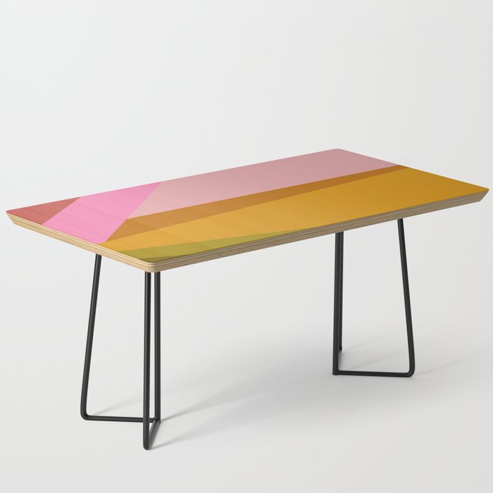 Colorful Geometric Abstract in Pink, Mustard, and Green Coffee Table Gallery Image 1