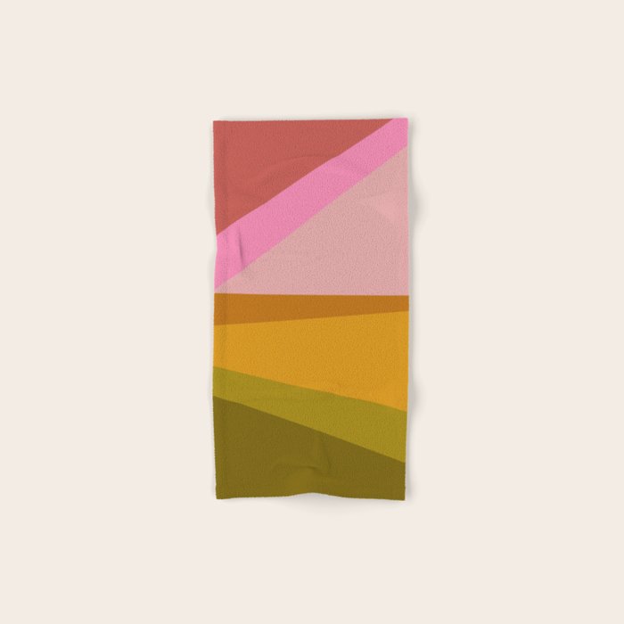 Colorful Geometric Abstract in Pink, Mustard, and Green Towels Gallery Image 1