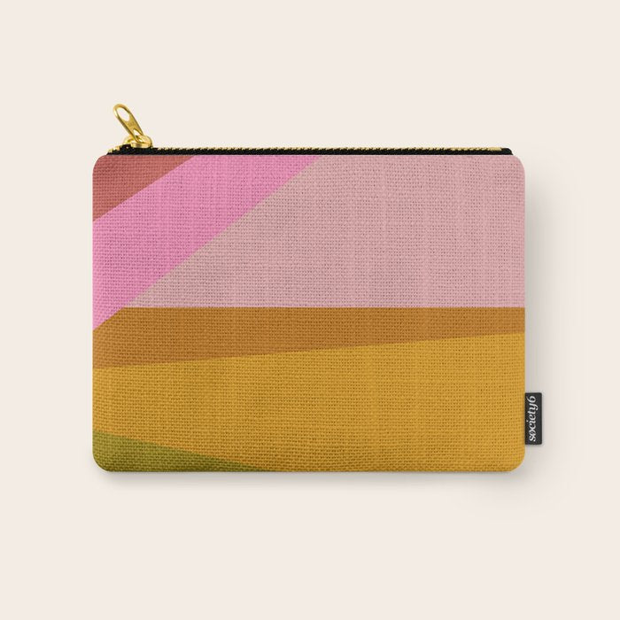 Colorful Geometric Abstract in Pink, Mustard, and Green Carry All Pouch Gallery Image 1