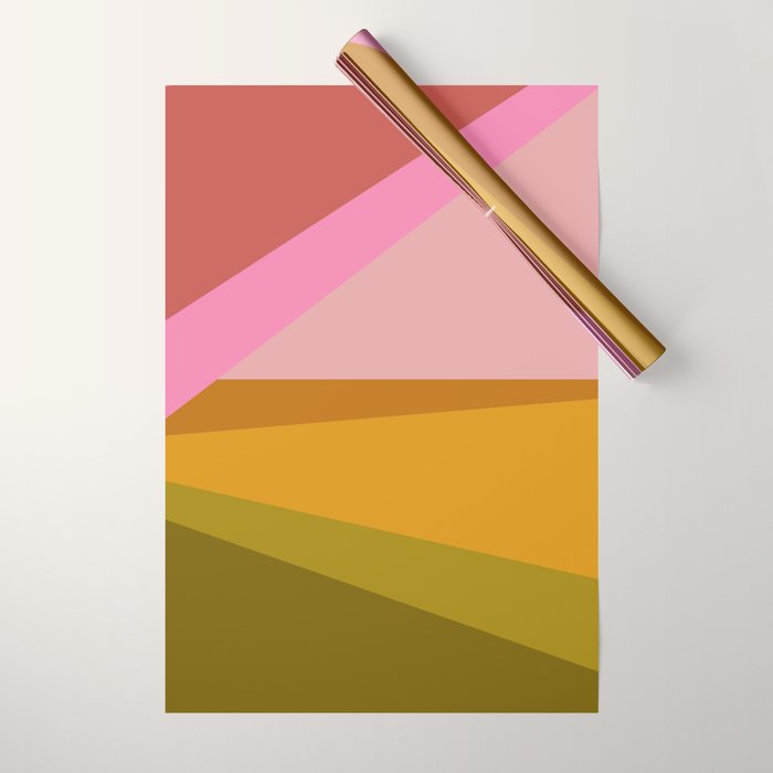 Colorful Geometric Abstract in Pink, Mustard, and Green Wrapping Paper Gallery Image 1