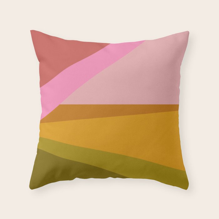 Colorful Geometric Abstract in Pink, Mustard, and Green Throw Pillow Gallery Image 6