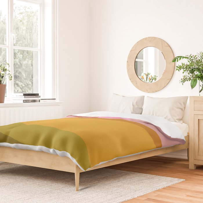 Colorful Geometric Abstract in Pink, Mustard, and Green Duvet Cover Gallery Image 2