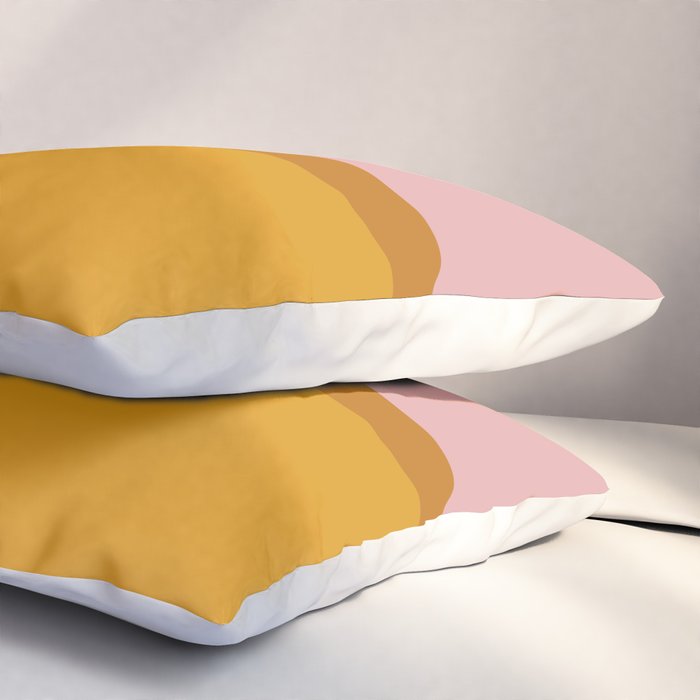Colorful Geometric Abstract in Pink, Mustard, and Green Pillow Sham Gallery Image 3
