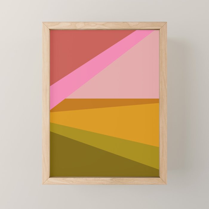Colorful Geometric Abstract in Pink, Mustard, and Green Mini Art Print Gallery Image 1