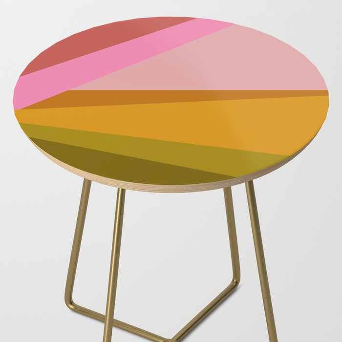Colorful Geometric Abstract in Pink, Mustard, and Green Side Table Gallery Image 2