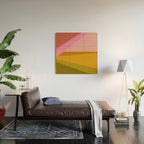 Colorful Geometric Abstract in Pink, Mustard, and Green Wood Wall Art Gallery Image 2