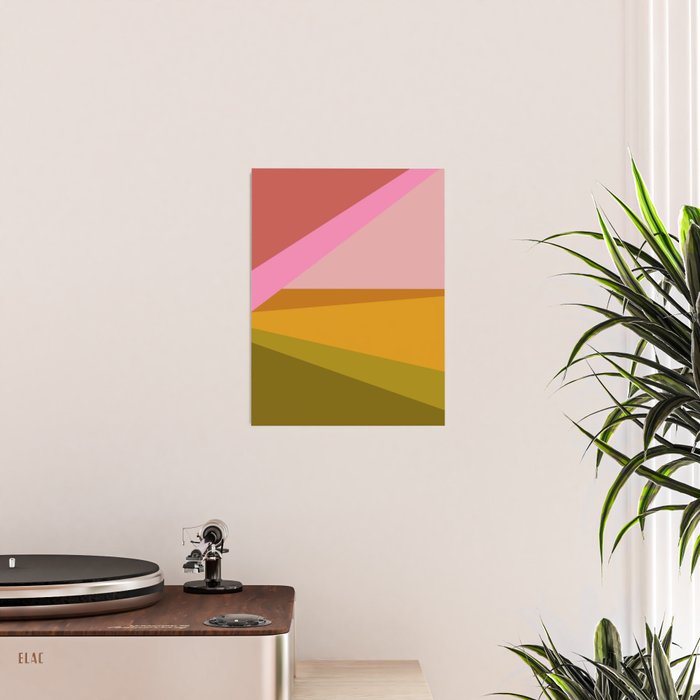 Colorful Geometric Abstract in Pink, Mustard, and Green Poster Gallery Image 2
