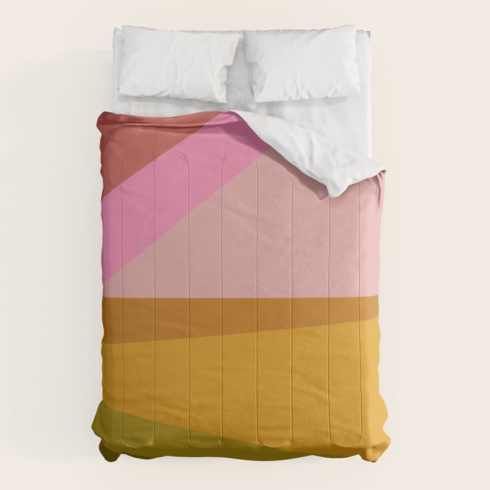 Colorful Geometric Abstract in Pink, Mustard, and Green Comforter Gallery Image 6