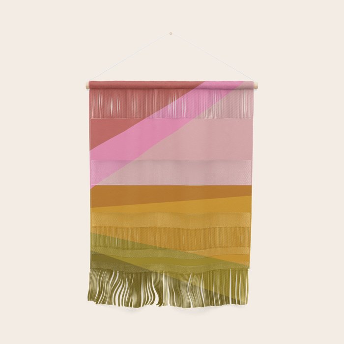 Colorful Geometric Abstract in Pink, Mustard, and Green Wall Hanging Gallery Image 1