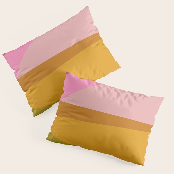 Colorful Geometric Abstract in Pink, Mustard, and Green Pillow Sham Gallery Image 1