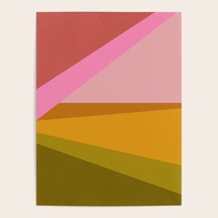 Colorful Geometric Abstract in Pink, Mustard, and Green Poster Gallery Image 1