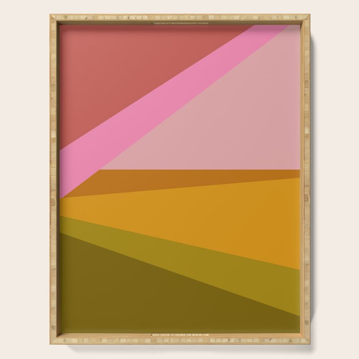 Colorful Geometric Abstract in Pink, Mustard, and Green Serving Tray Gallery Image 1