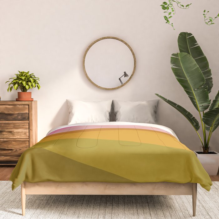 Colorful Geometric Abstract in Pink, Mustard, and Green Comforter Gallery Image 3