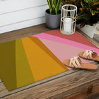 Colorful Geometric Abstract in Pink, Mustard, and Green Outdoor Rug Gallery Image 2