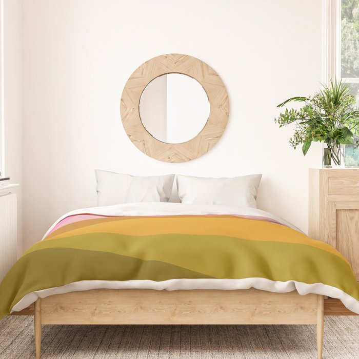 Colorful Geometric Abstract in Pink, Mustard, and Green Duvet Cover Gallery Image 3